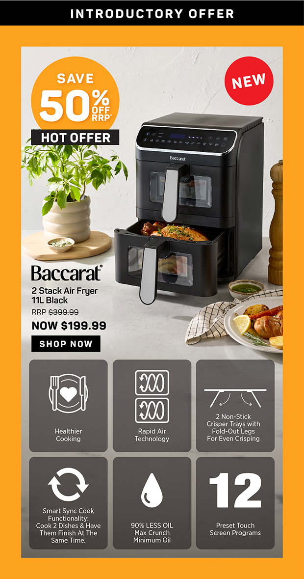 Baccarat 2 Stack Air Fryer 11L Black