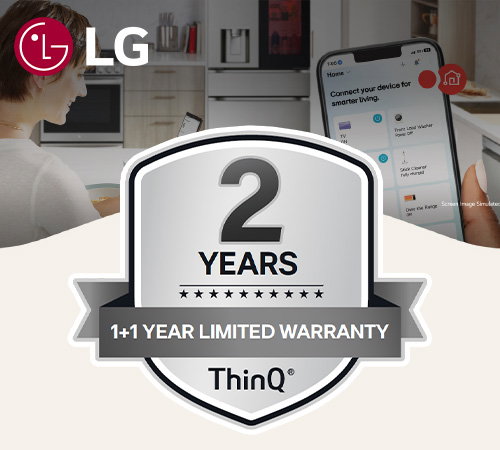 Enjoy a 2 year limited warranty on select LG appliances