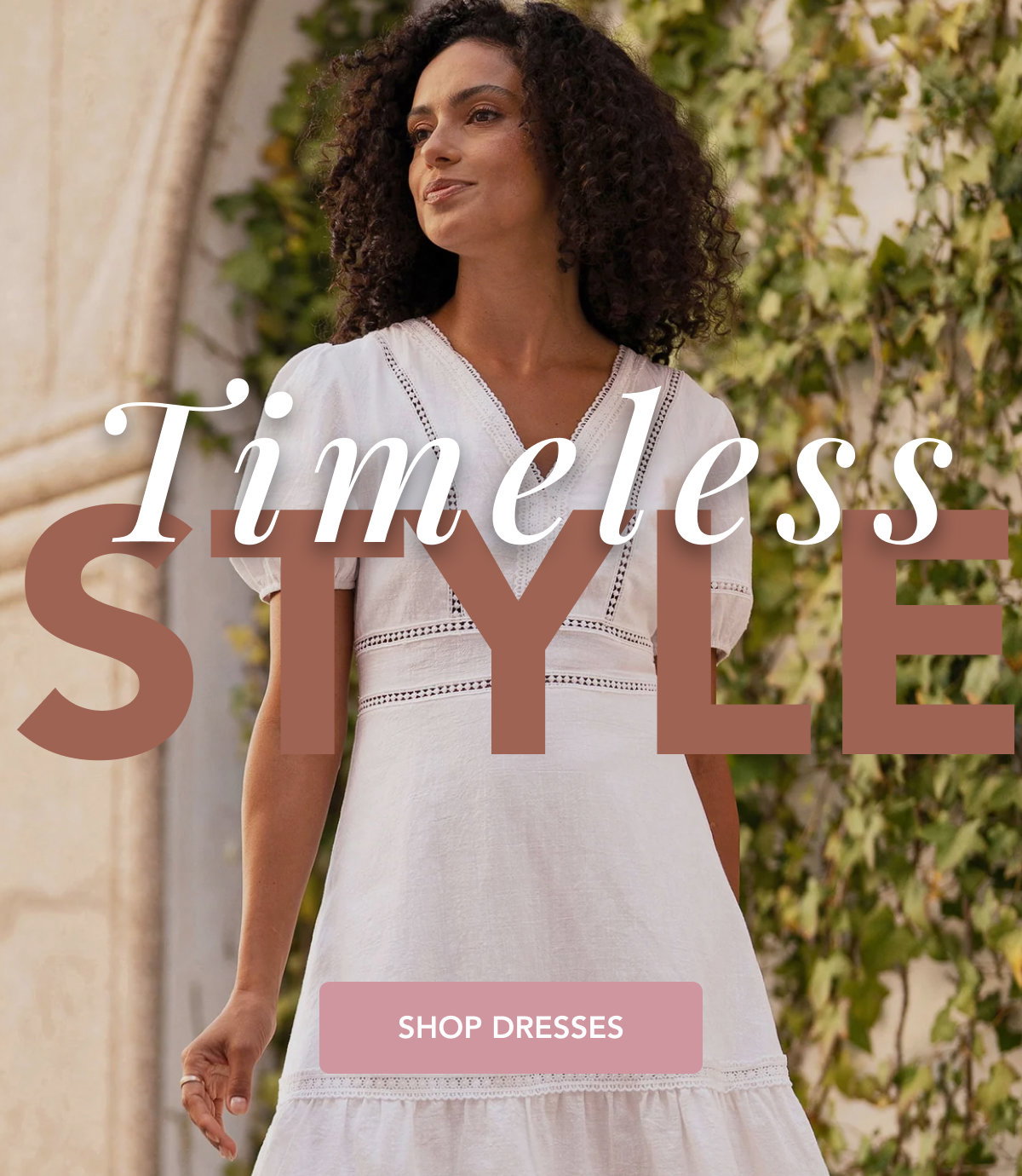White Lace Trim V Neck Dress