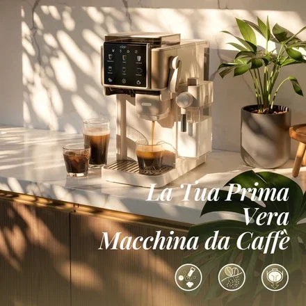 Ciarra Macchina Caffè Espresso con Macinacaffè, Espresso Come al Bar Design Compatto con Serbatoio 1L CBSACM-D6