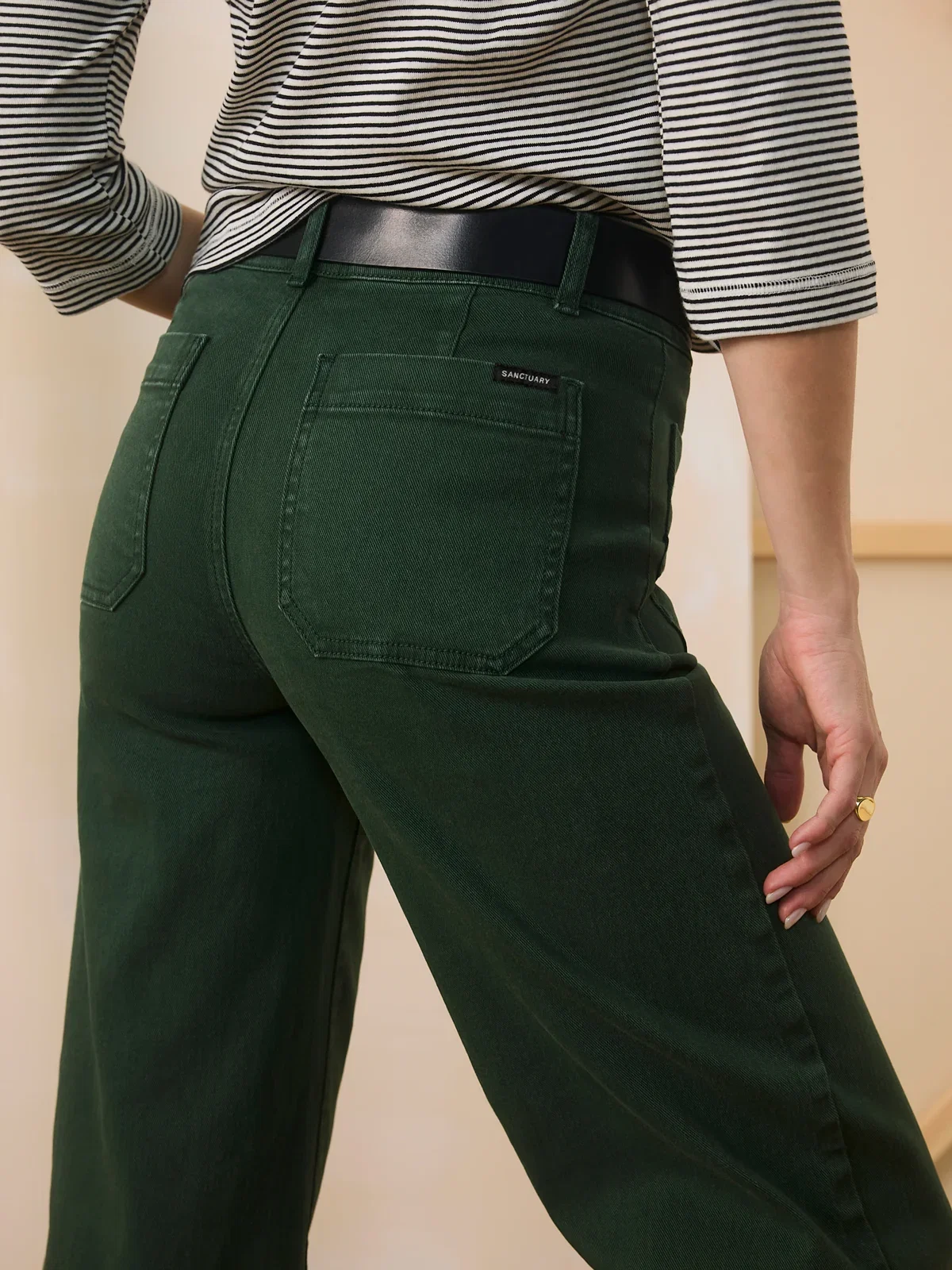 Image of Chelsea Wide Leg Jean Washed Forest