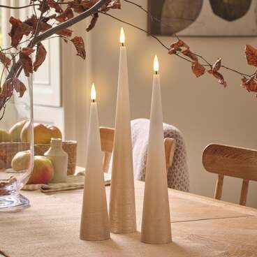 Lot de 3 Bougies LED Coniques Élancées TruGlow® Effet Dégradé Bronze avec Télécommande
