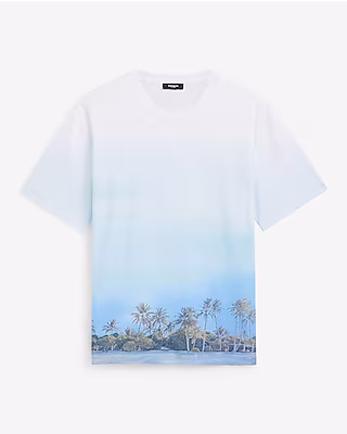 Classic Fit Cotton Gradient Cotton Candy Sky Graphic T-Shirt