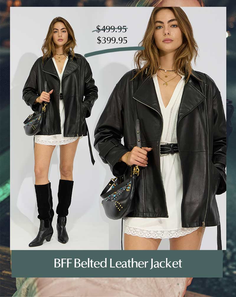 BFF Belted Leather Jacket - Black