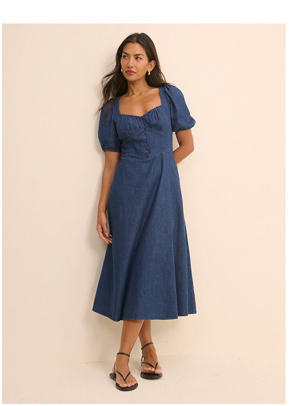 Dark Wash Denim Tulla Midi Dress