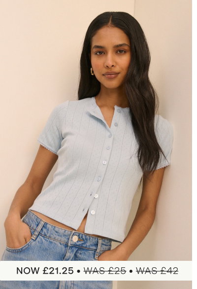 Baby Blue Pointelle Short Sleeve Top