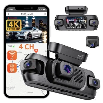 ROSOTO A6709 4 Channel Recording 4K 3 Inch Screen Car DVR Dash Cam GPS WiFi HD Night Vision G Sensor Motion Detection