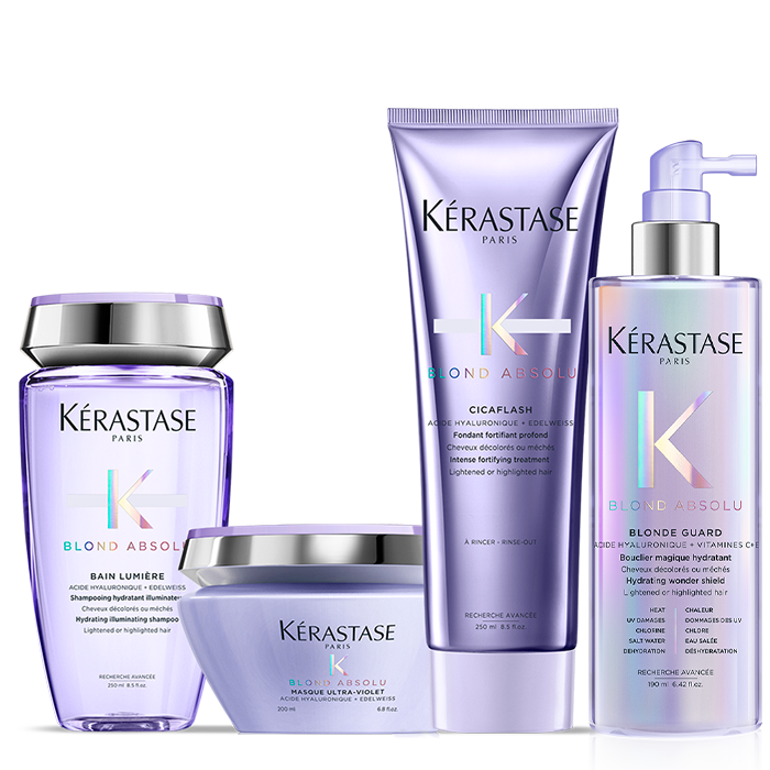 Bain Lumière, Máscara Ultravioleta, Fondant Cicaflash y Blonde Guard.
