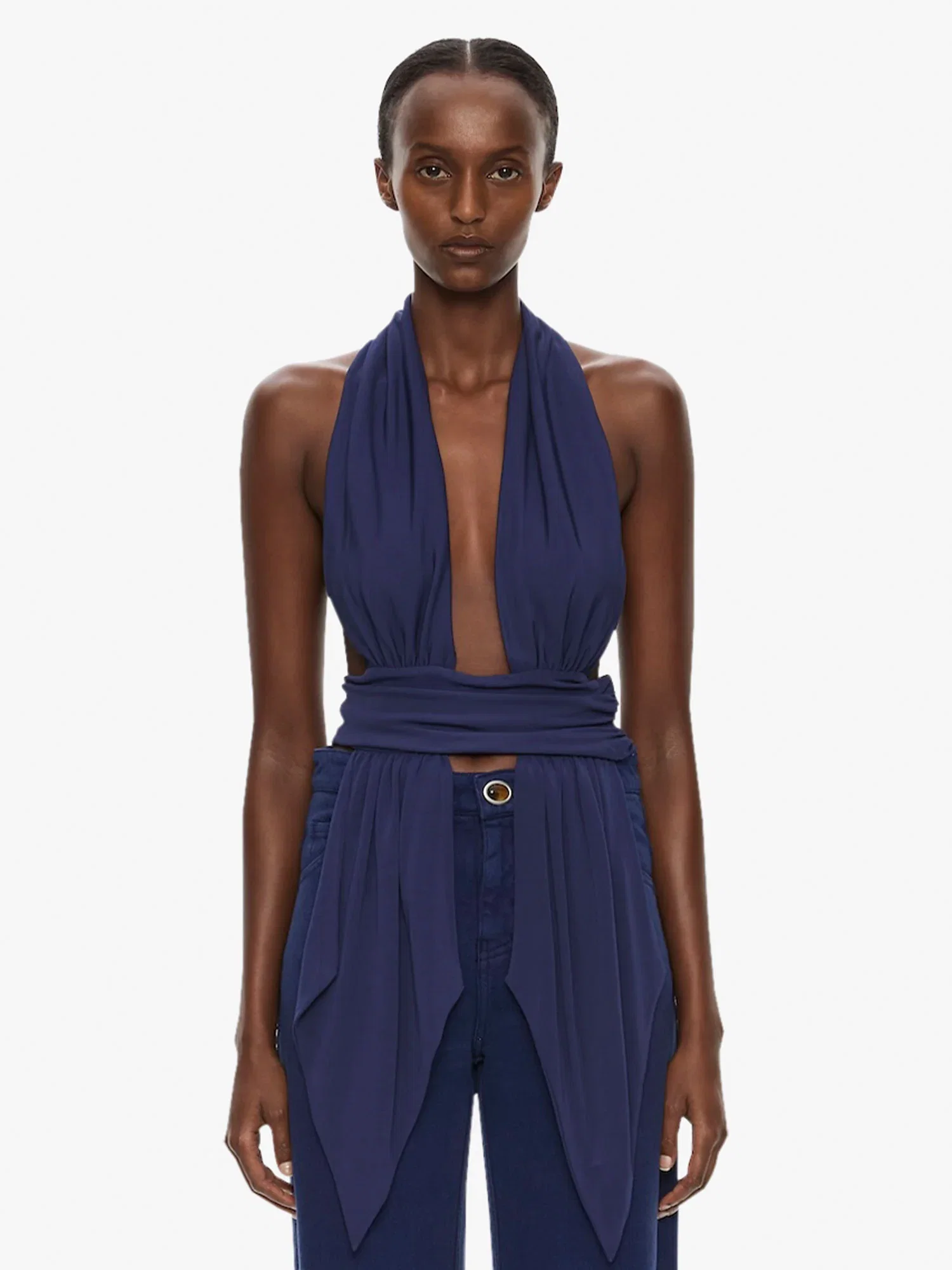 Image of Scarf Draped Halter Top