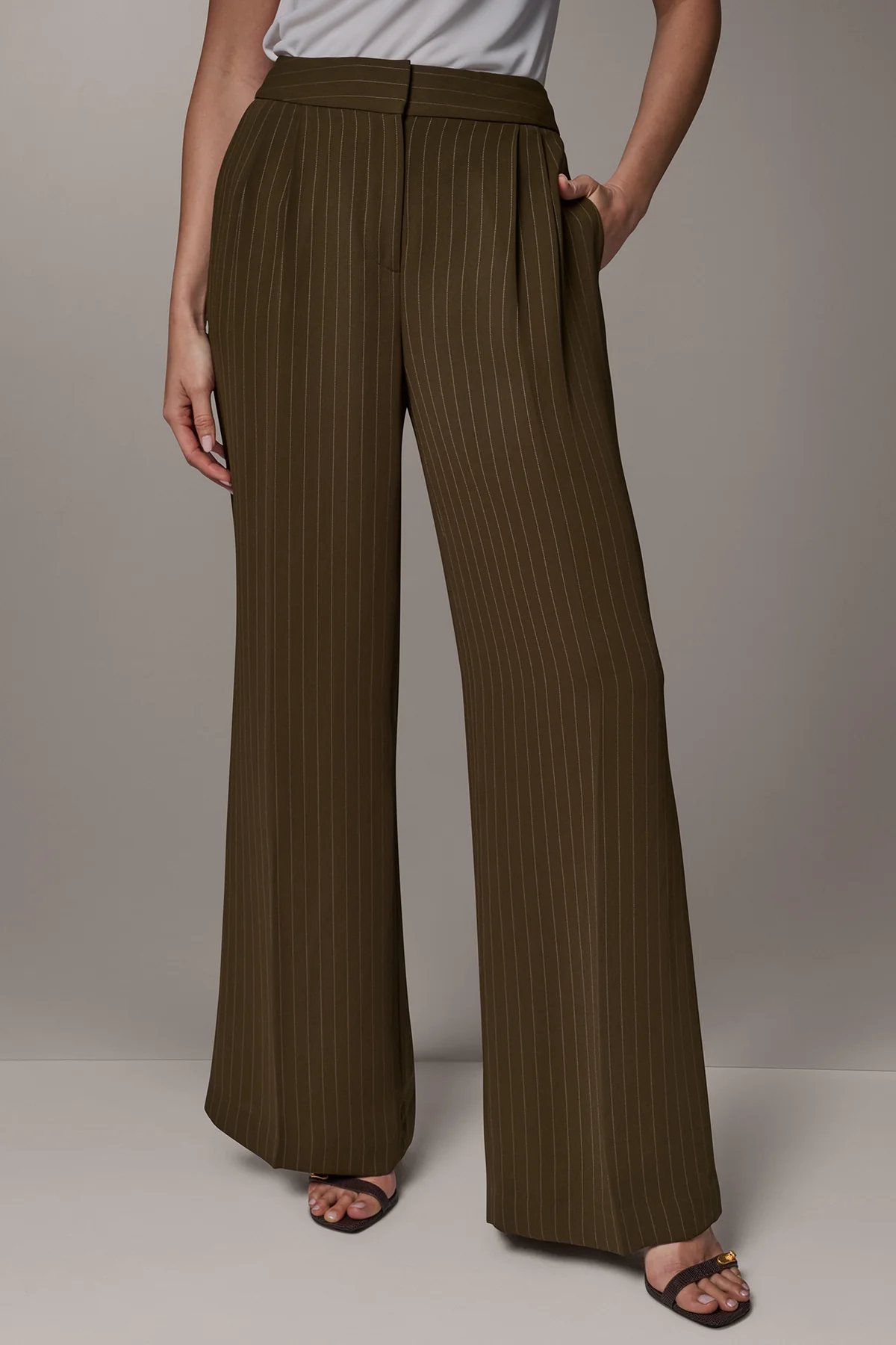 HIGH-RISE PINSTRIPE WIDE-LEG PANT