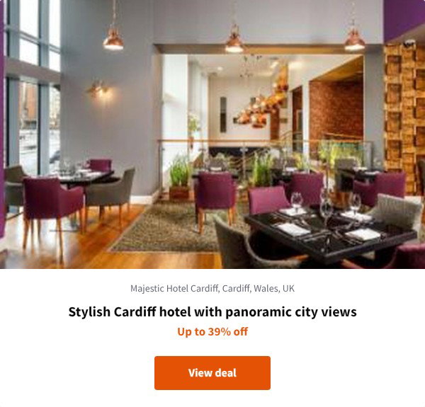 Stylish Cardiff hotel with panoramic city views