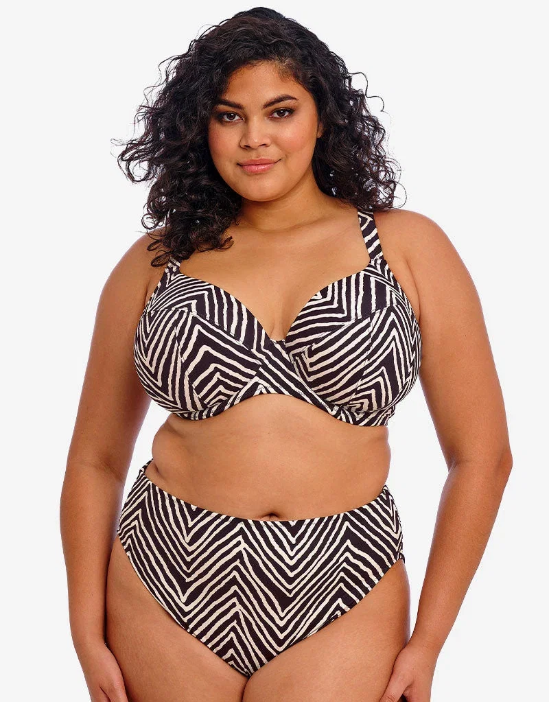 Elomi Fiji Falls Plunge Bikini Top Black Stripe