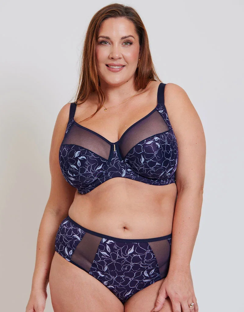 Adella Athena Aura Full Cup Side Support Bra Navy Floral Print
