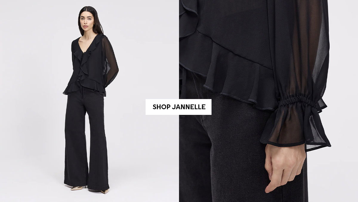 Jannelle Black Chiffon Ruffle Front Tie Blouse