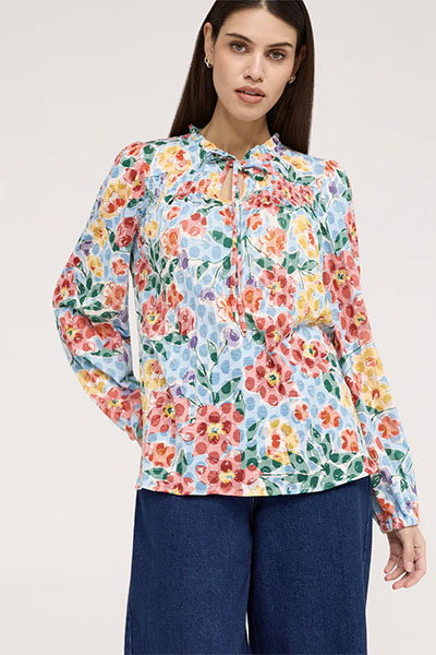 Lizzie Blue Floral Jersey Blouse