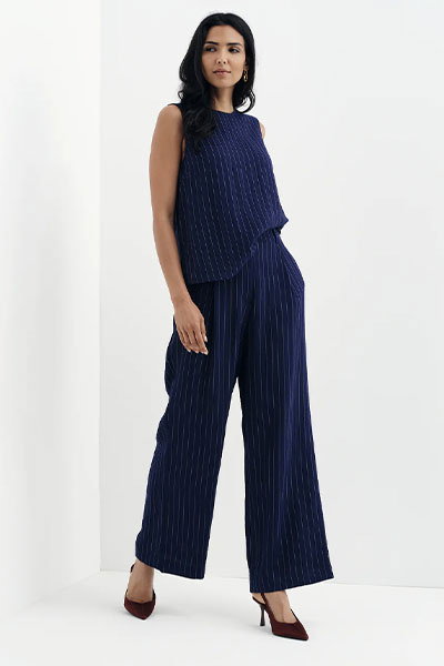 Vallie Navy Stripe Sleeveless Shell Top