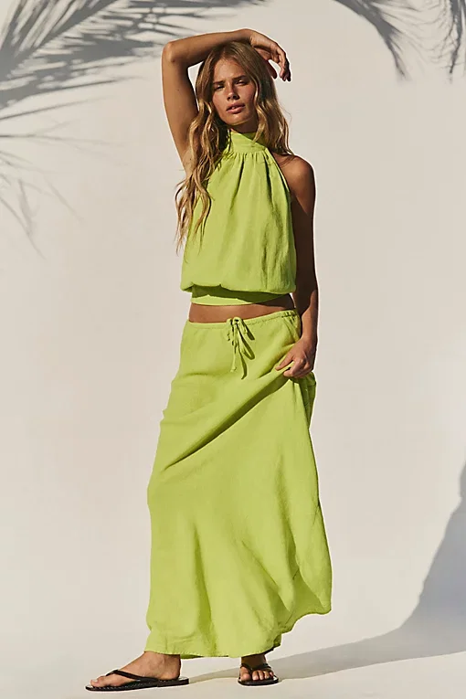 Sandshell Linen Kayla Convertible Maxi Skirt