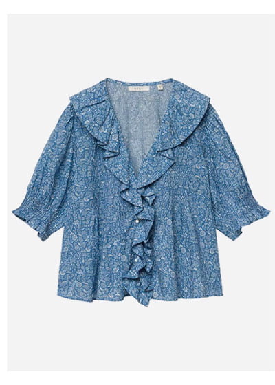 Baron Shirt In Navy Henri Top In Blue Garden Bloom