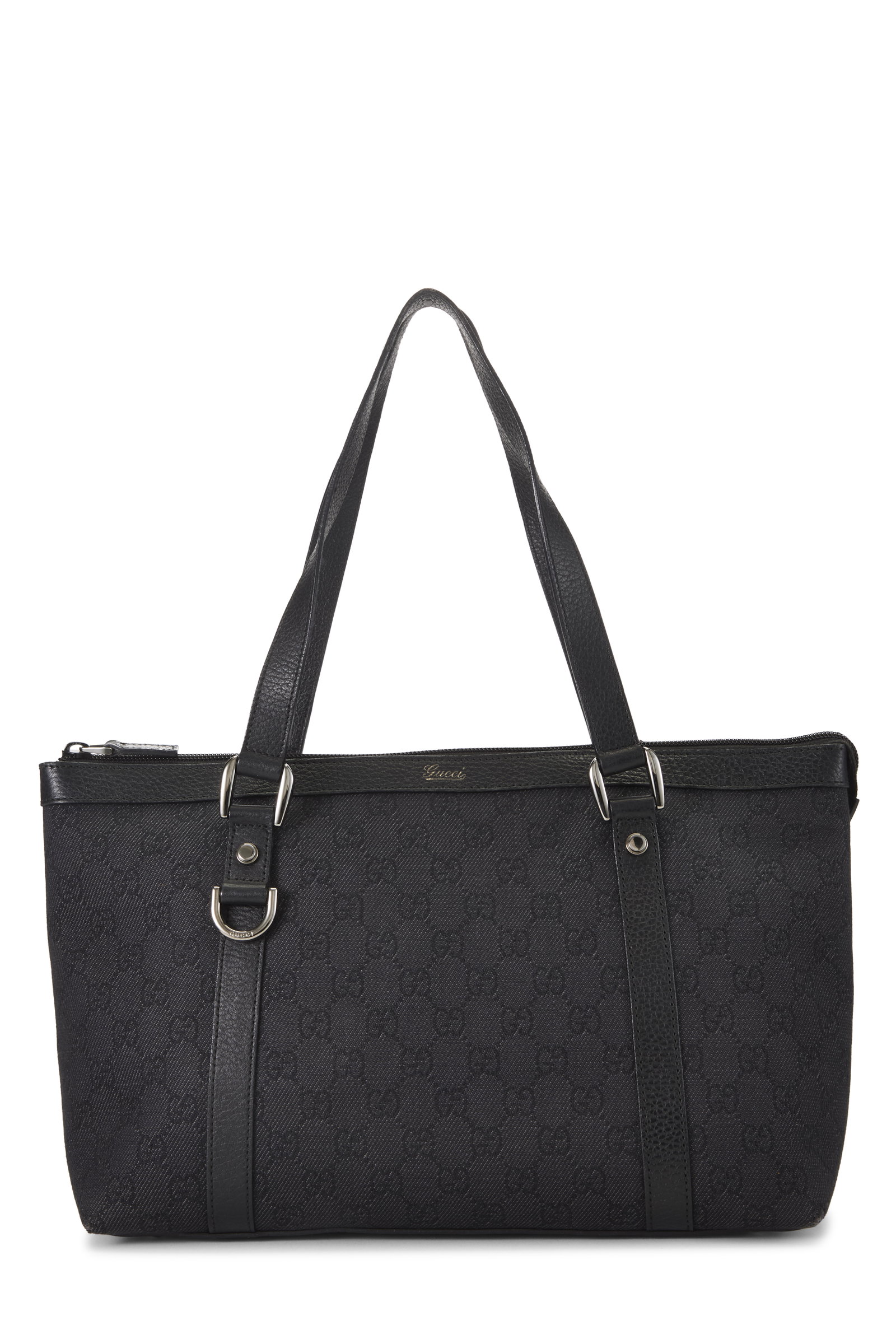 Black GG Denim Abbey Zip Tote