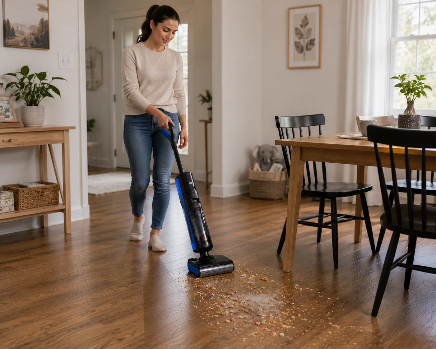 Sirena PowerMop Pro cleaning a busy dining area