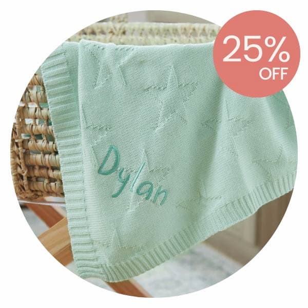 Personalised Mint Star Jacquard Blanket