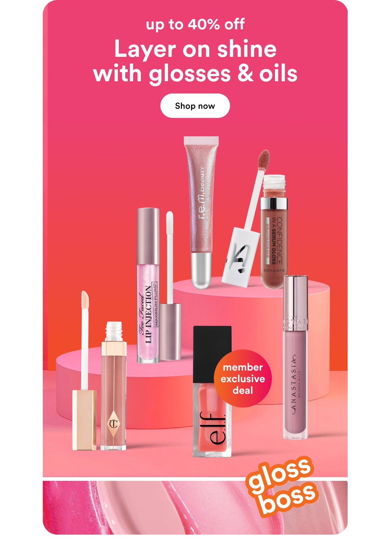 Up to 40% off | Layer on shine with glosses & oils | Shop now