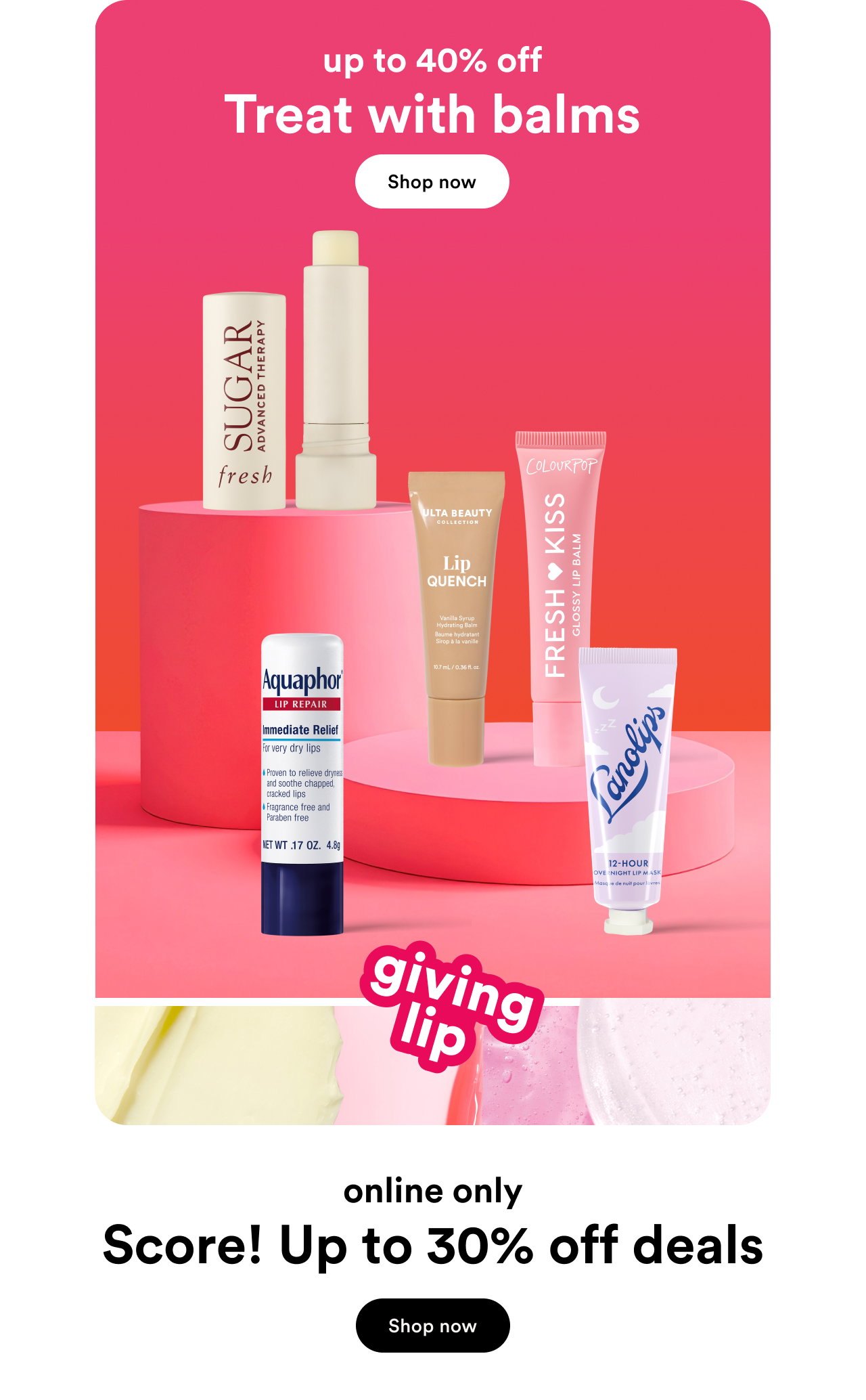 Up to 40% off | Treat with balms | Shop now