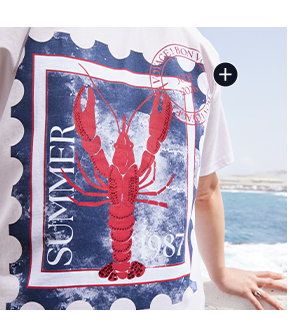 T-shirt, kreeft, oversized, ronde hals, korte mouw