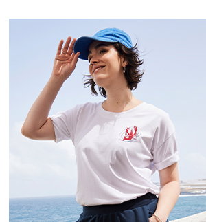 T-shirt, kreeft, oversized, ronde hals, korte mouw