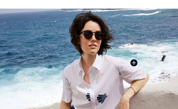 Blouse, maritieme motieven, A-lijn, overhemdkraag, korte mouw