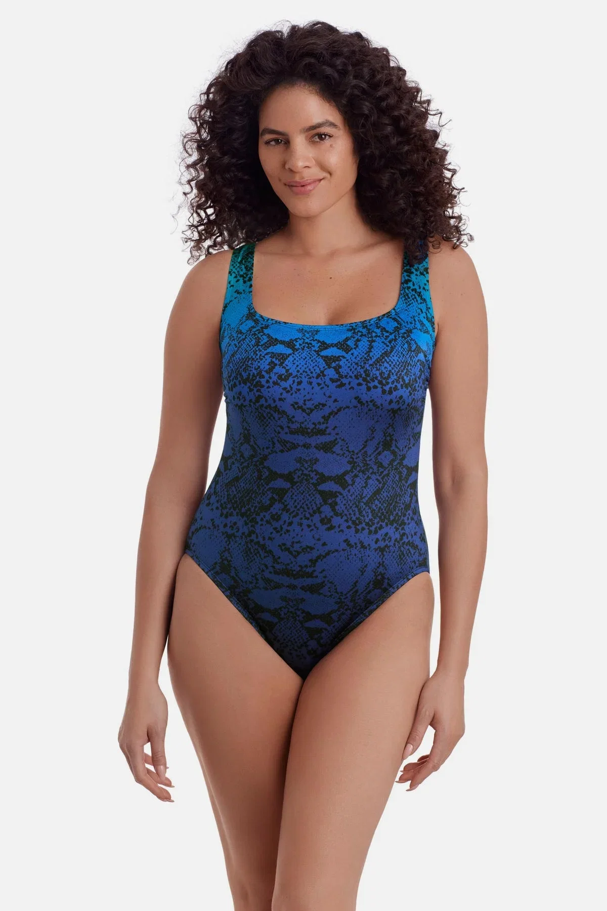 Modern Leg Long Torso Double X Back Tank One Piece - Ombre Queen