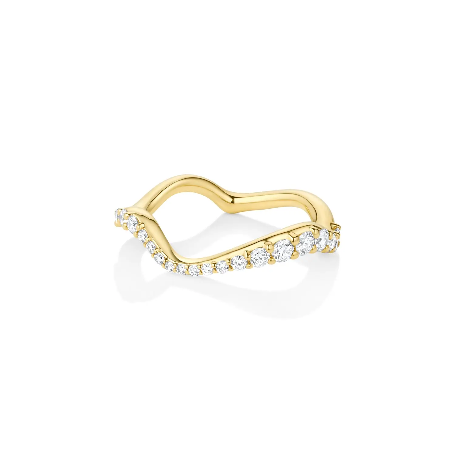 Image of Curved Pavé White Diamond Ring