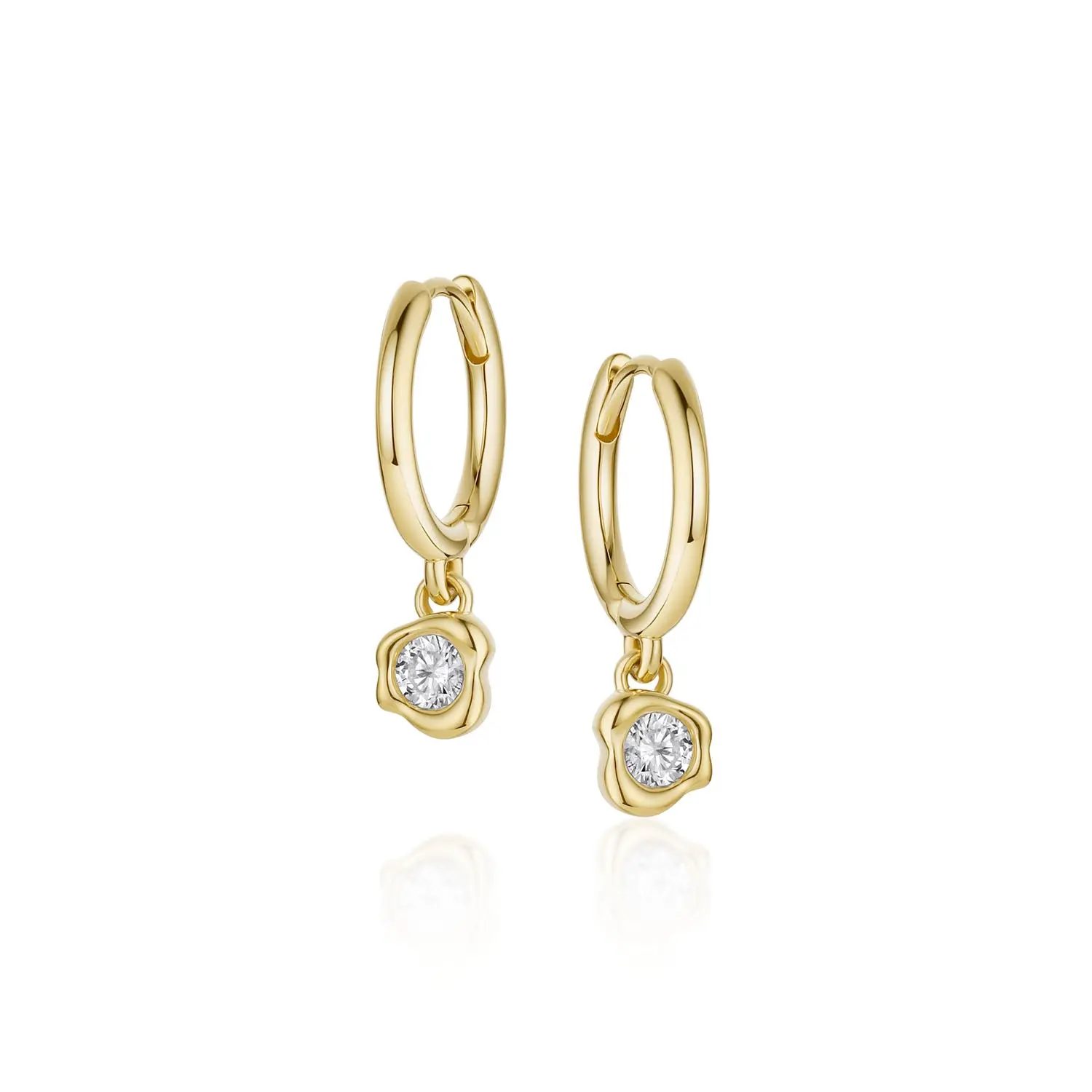 Image of Abstract Bezel Lab-Created Diamond Hoops