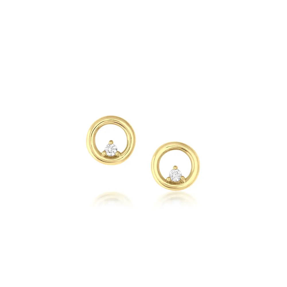 Image of White Diamond Orbit Hoop Studs