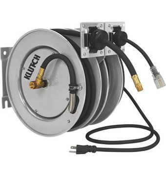 Klutch Combo Air and Electric Hose Reel, 3/8in. x 25ft., Steel