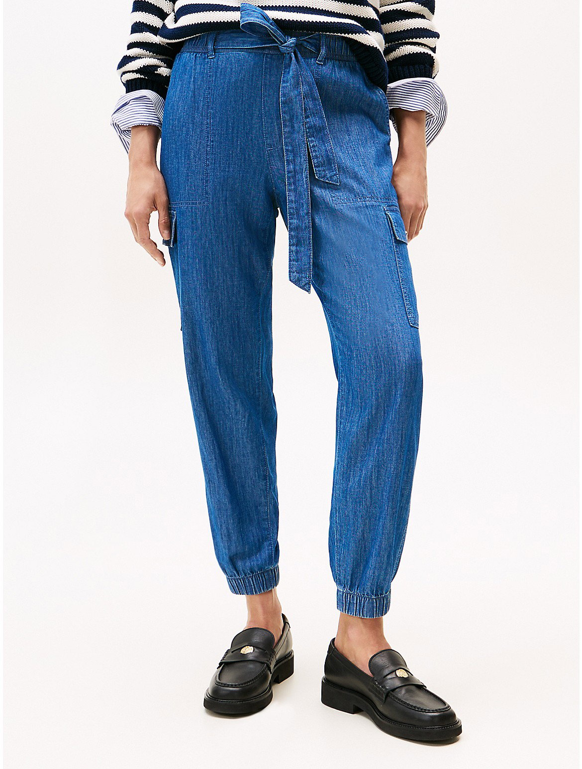 Women's Belted Cargo Jogger - Blue - XS 