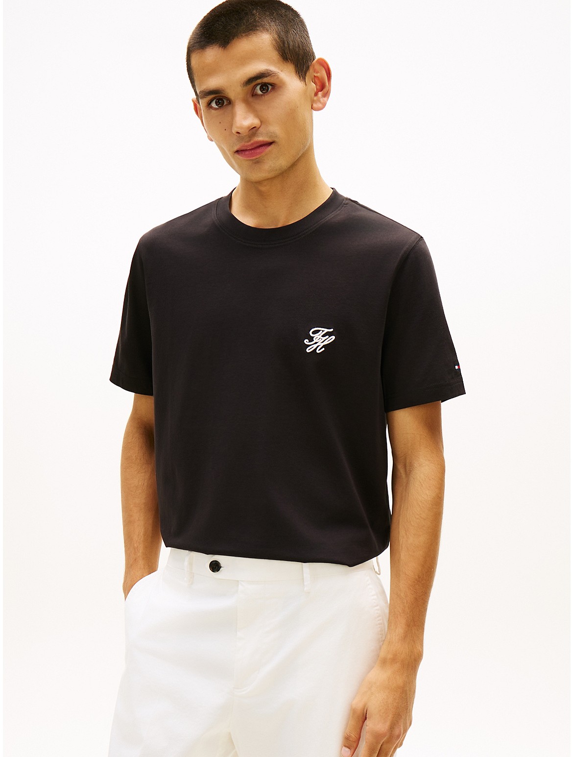 Image of Embroidered Script Monogram T-Shirt