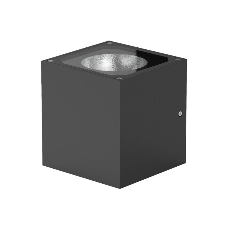Square 14W LED up and down wall pillar light in black