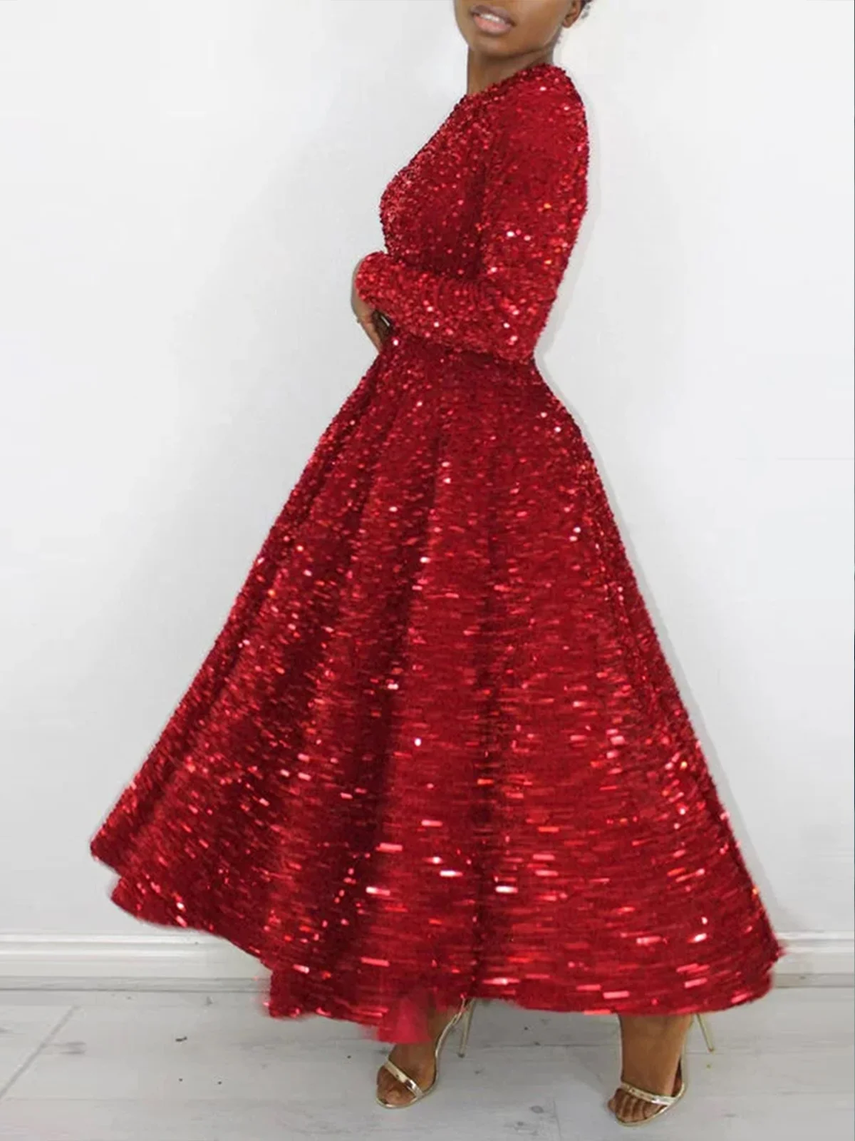 Elegant Glitter Big Hemline Party Dress