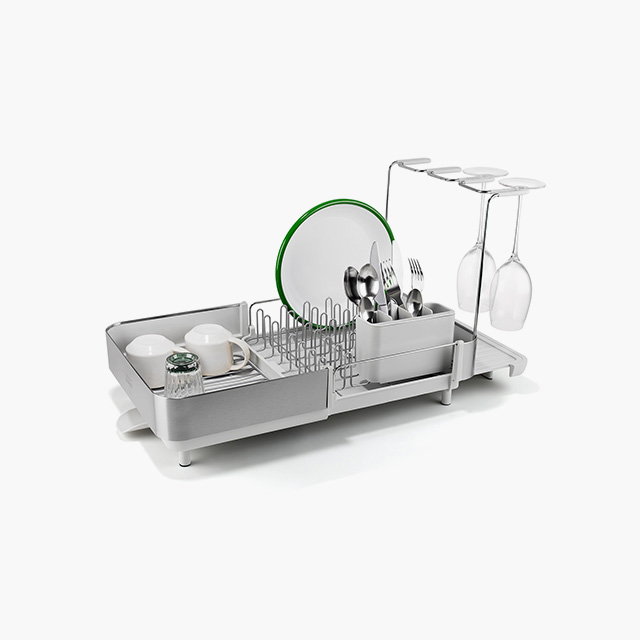 Extend™ Steel Plus Expandable Stone Dish Drainer with Wine Glass Rack