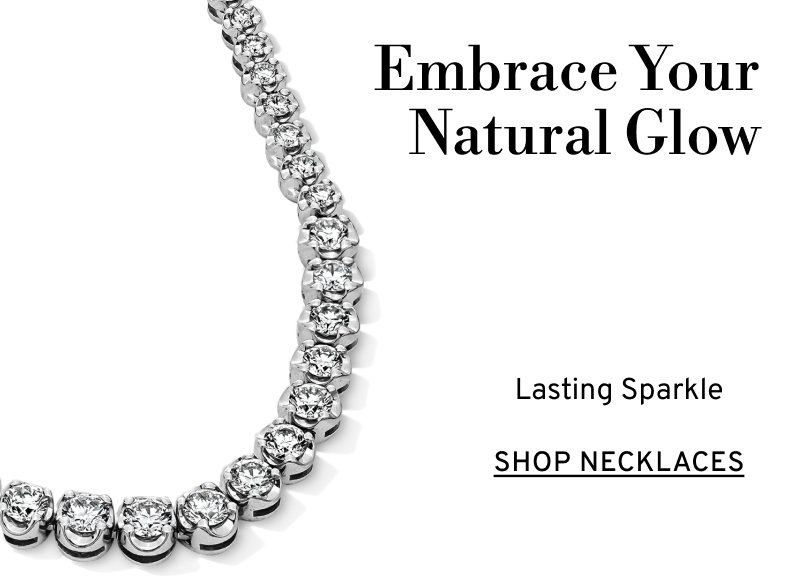 Embrace Your Natural Glow. Diamond tennis necklace. Lasting sparkle. Click to Shop Diamond Necklaces