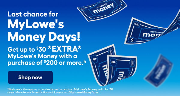 Last chance for MyLowe's  Money Days!
