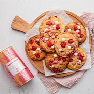 image of raspberry ripple cookies with tub