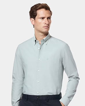Regular Fit Green Oxford Shirt