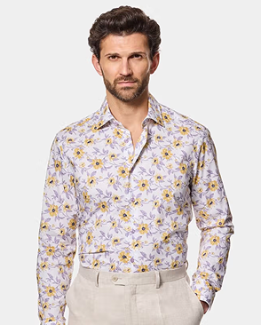 Slim Fit Lilac & Yellow Floral Curtis Shirt