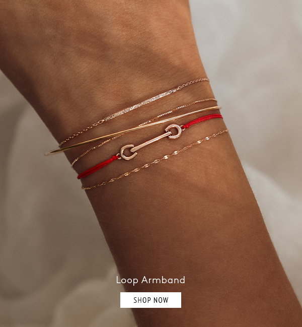 Loop Armband - rosévergoldet, rotes Armband