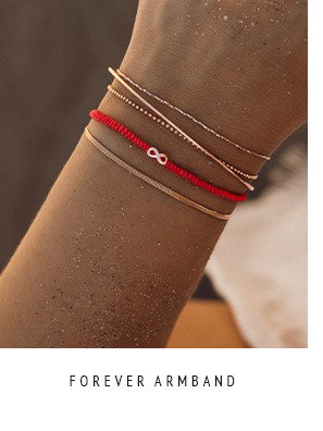 Forever Armband - rosévergoldet, endless Zeichen, rotes Textil Armband
