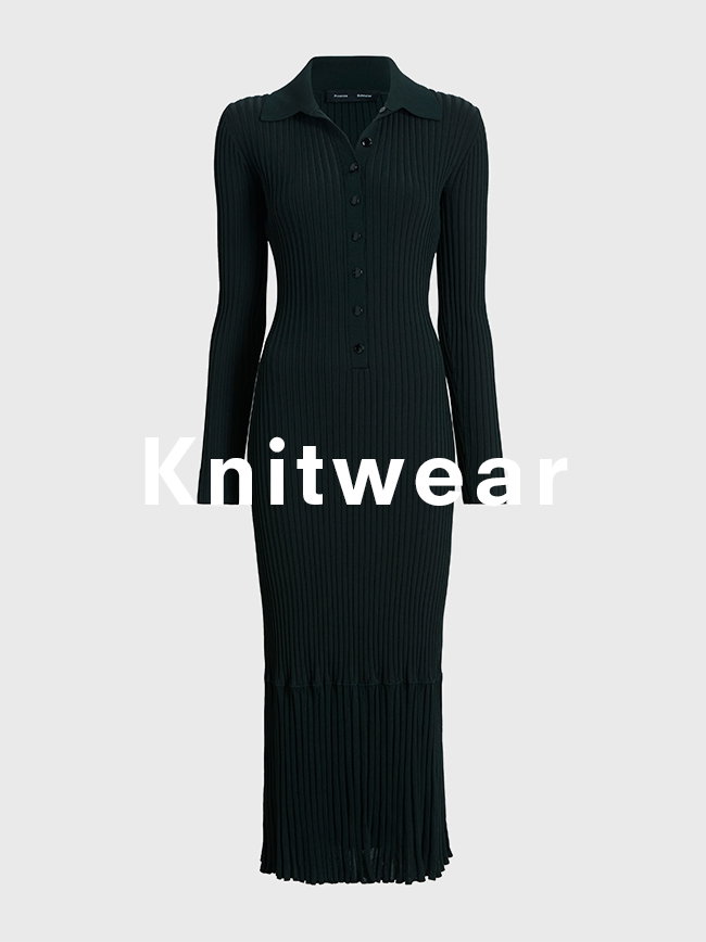 Luiza Dress in Sunburst Rib- Bottle Green, 'Knitwear' overlaid