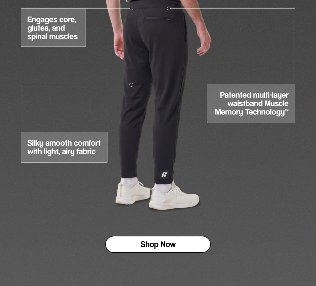 Engages core, glutes, and spinal muscles |  Patented multi-layer waistband Muscle Memory Technology™ |  Real time lower back, core, and hip support |  Shapes core with a gentle tucking effect |  Silky smooth comfort with light, airy fabric | [ Shop Now ]