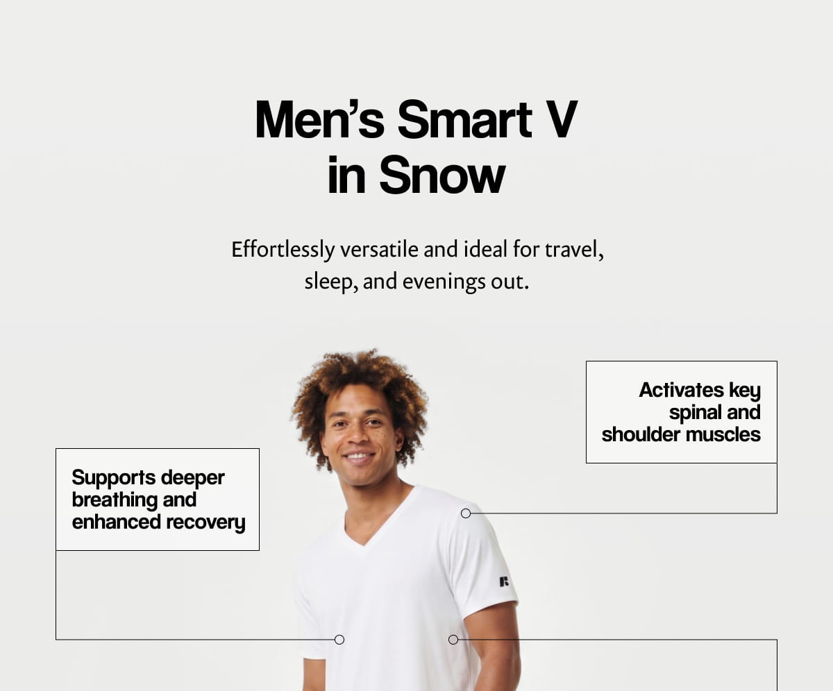 Men’s Smart V in Snow | Effortlessly versatile and ideal for travel, sleep, and evenings out.